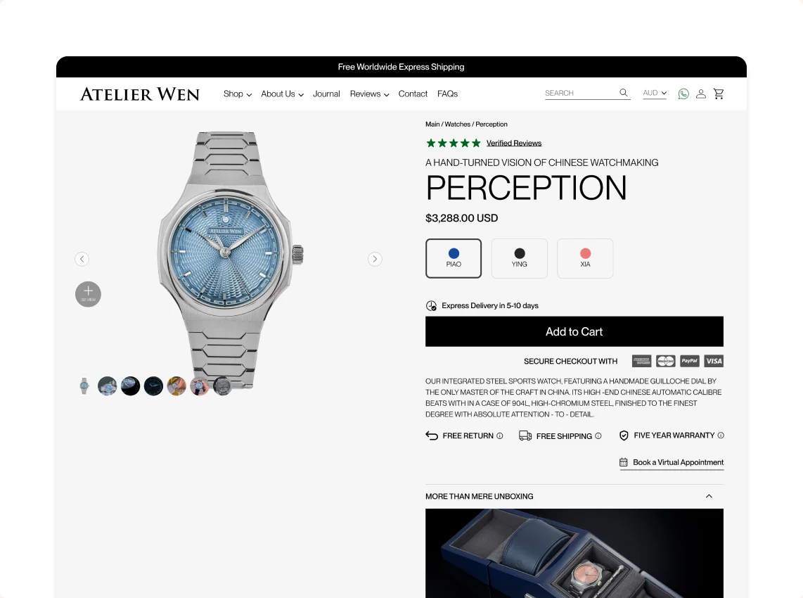 Atelier Wen product page